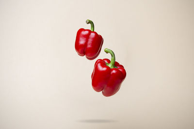 Close-up of red bell pepper against white background