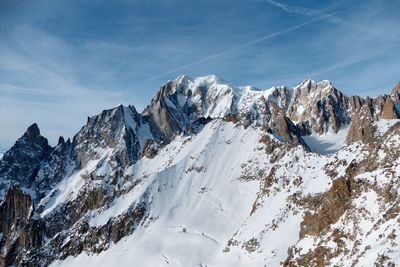 Panoramic view of snowcapped mountains against sky