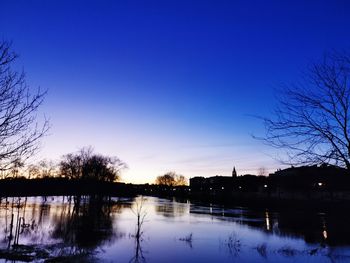 Scenic view of lake against sky at sunset