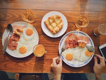 High angle view of food on table