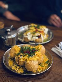Close-up of food in plate on table