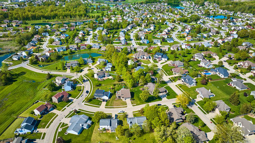 High angle view of townscape