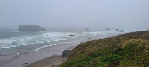 Scenic view of beach against sky