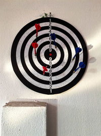 Close-up of dartboard on wall