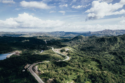 High angle view of landscape against sky