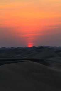 Scenic view of desert landscape at sunset