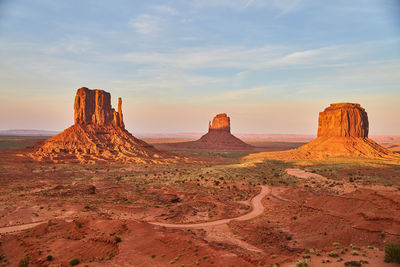 Scenic view of rock formations against sky