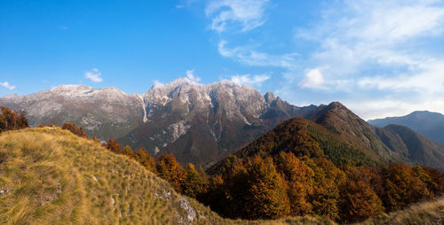 Scenic view of mountains against sky