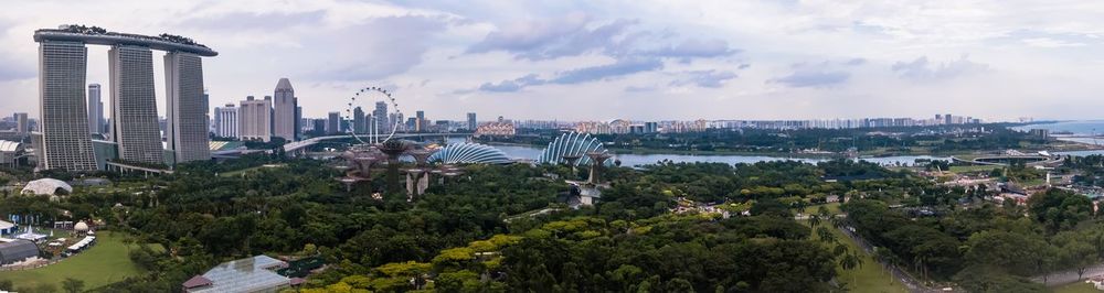 High angle view of buildings in city