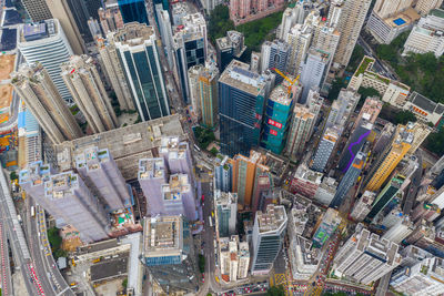 High angle view of buildings in city