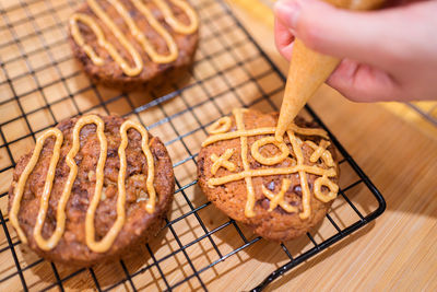 Close-up of person preparing food