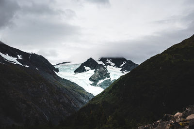 Glacier on mountain top during a summer day