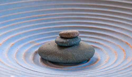 Close-up of stone stack on pebbles