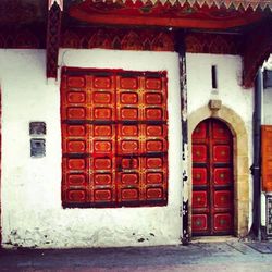 Closed door of building