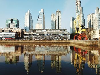 Reflection of buildings in city