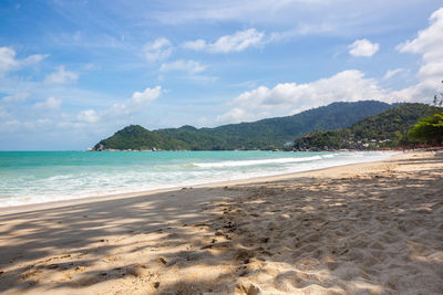 Scenic view of beach against sky