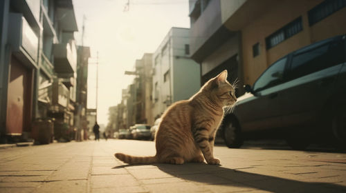 Cat sitting on floor