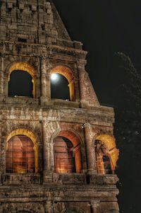 Exterior of historic building at night