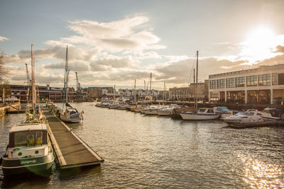 Boats in harbor