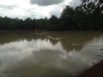 Scenic view of lake against sky