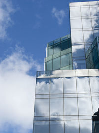 Low angle view of modern building against sky