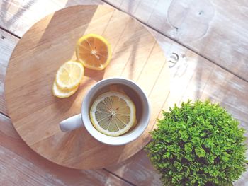 High angle view of fruits on table