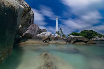 Rock formations against blue sky