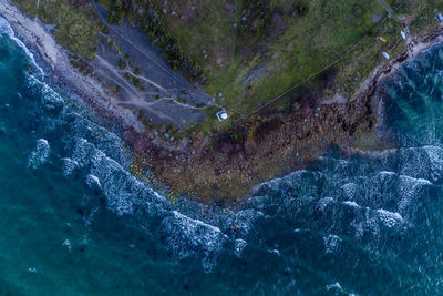 High angle view of sea and mountain