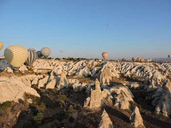 View of rock formation against clear sky