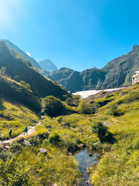 Scenic view of mountains against clear sky