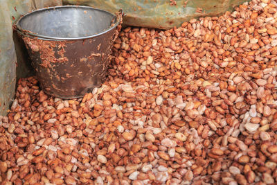 High angle view of spices in market