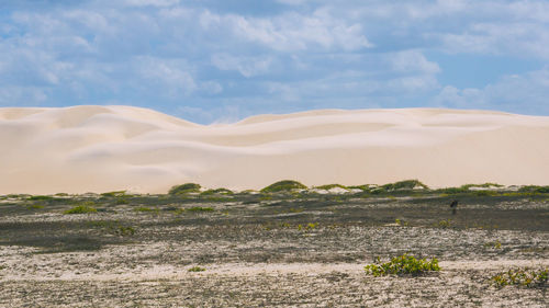 View of a desert against cloudy sky