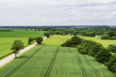 Scenic view of farm against the sky