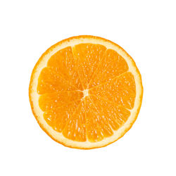 Close-up of orange slice against white background