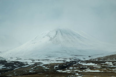 Scenic view of snowcapped mountain against sky