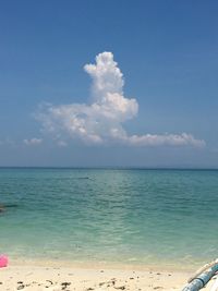 Scenic view of sea against blue sky