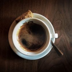 High angle view of coffee on table