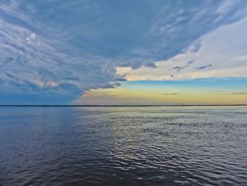 Scenic view of sea against sky at sunset