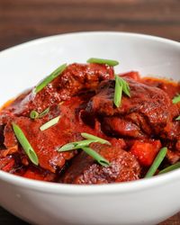 High angle view of meat in plate on table