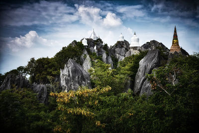 Panoramic view of temple building against sky