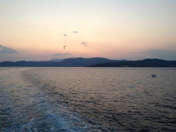 Scenic view of sea at sunset