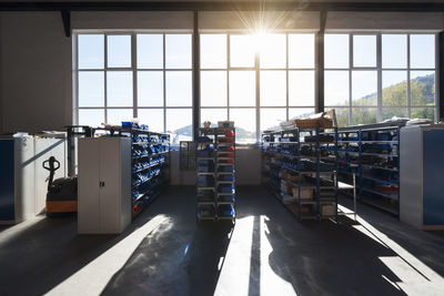 Factory shop floor in backlight