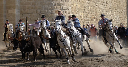 Group of people on the wall