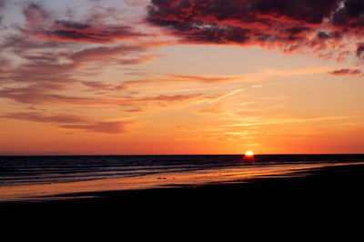 Scenic view of sea during sunset