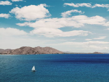 Boat sailing in sea