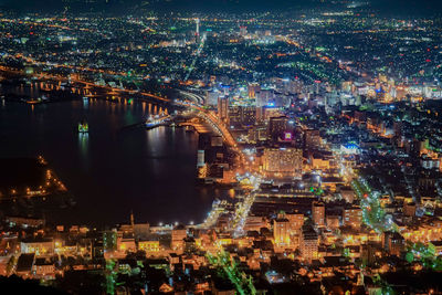 Illuminated cityscape at night