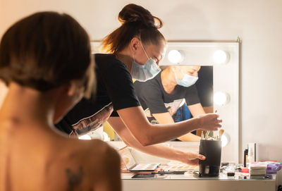 Woman working on table