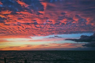 Scenic view of sea against sky at sunset