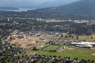 High angle view of buildings in city