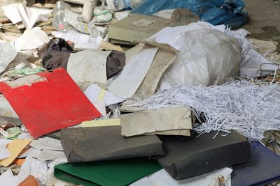 High angle view of garbage bin